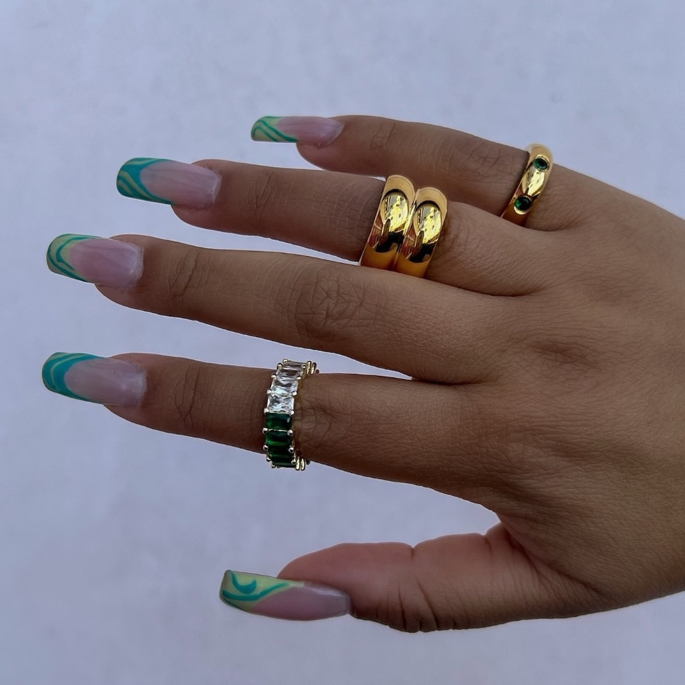 Two-Tone Baguette Eternity Band - Green